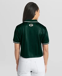 Wear by Erin Andrews Women's Green Bay Packers Cropped Jersey Polo Shirt