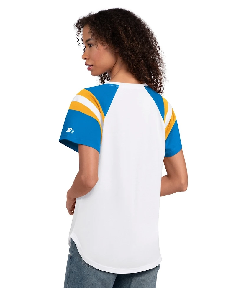 Starter Women's White Los Angeles Chargers Game On Notch Neck T-Shirt