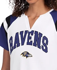 Starter Women's White Baltimore Ravens Game On Notch Neck T-Shirt