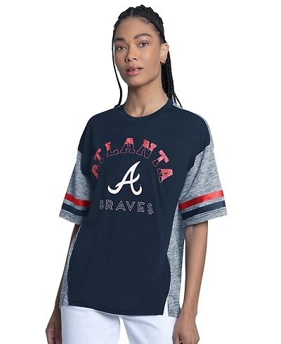 G-iii 4Her by Carl Banks Women's Navy Atlanta Braves Off-Season Oversized Top