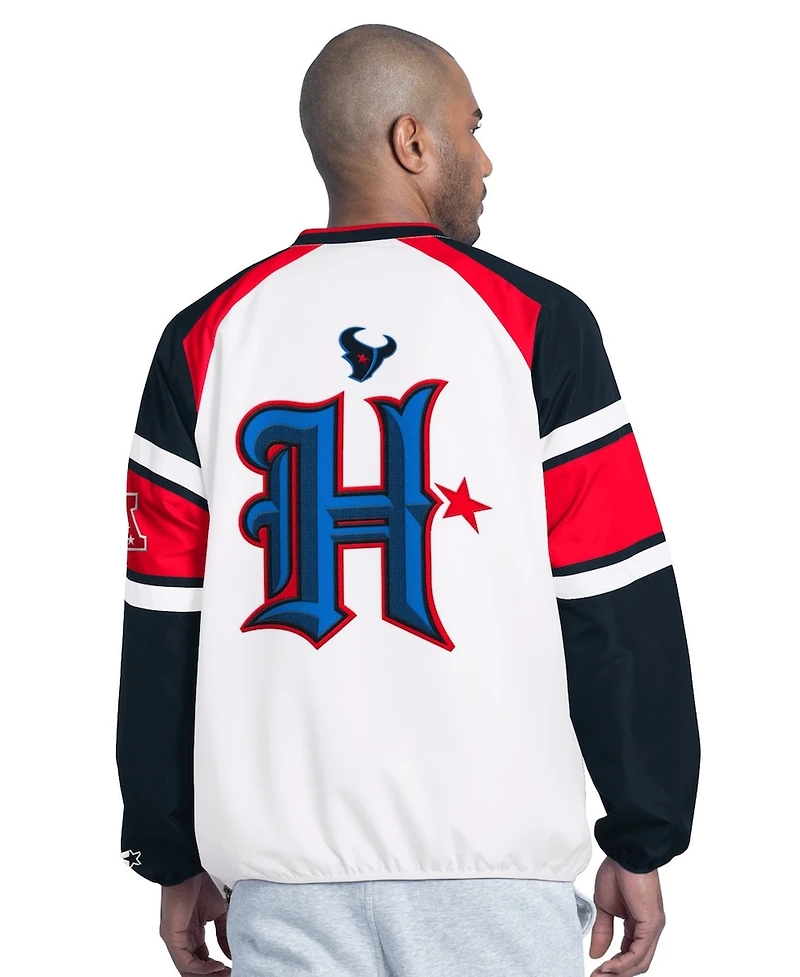 Starter Men's White Houston Texans Infield Play Raglan Pullover Jacket