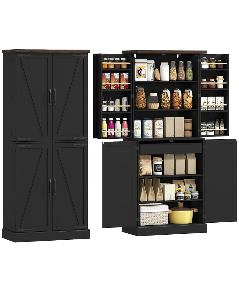 Homcom 72 Inch Tall Pantry Cabinet, Storage Cabinet with 8 Door Racks