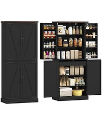 Homcom 72 Inch Tall Pantry Cabinet, Storage Cabinet with 8 Door Racks