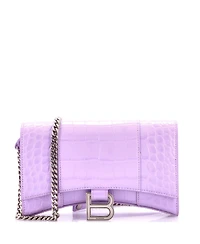 Pre-Owned Balenciaga Hourglass Chain Wallet Embossed Leather