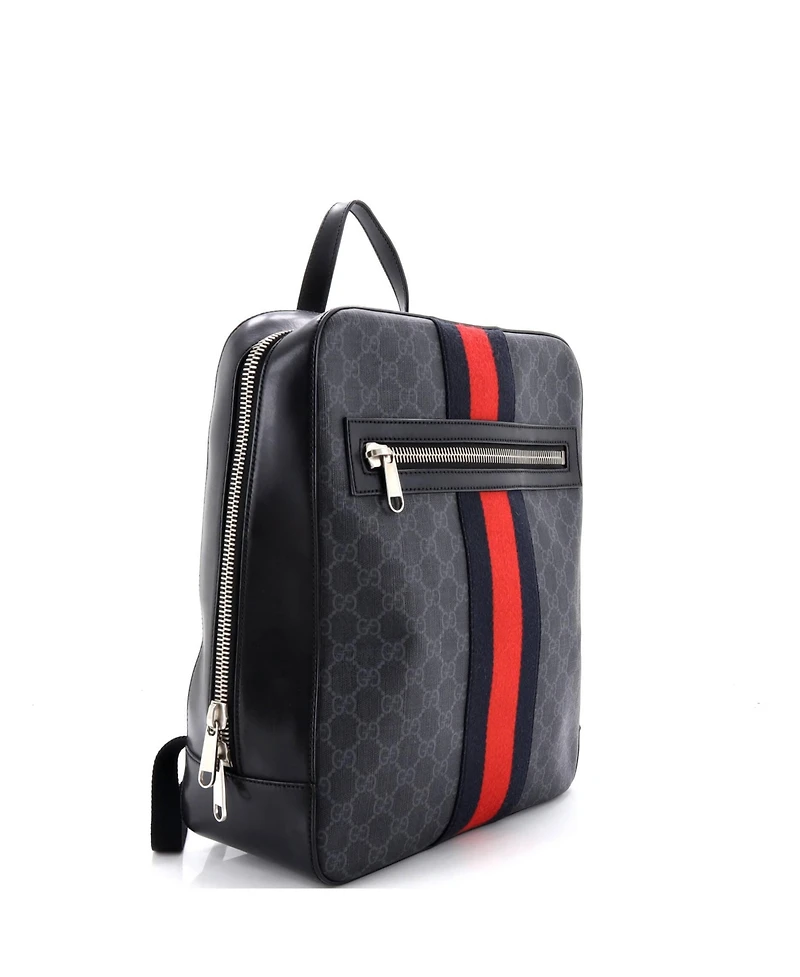 Pre-Owned Gucci Medium Web Zip Backpack Gg Coated Canvas