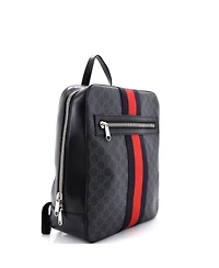 Pre-Owned Gucci Medium Web Zip Backpack Gg Coated Canvas