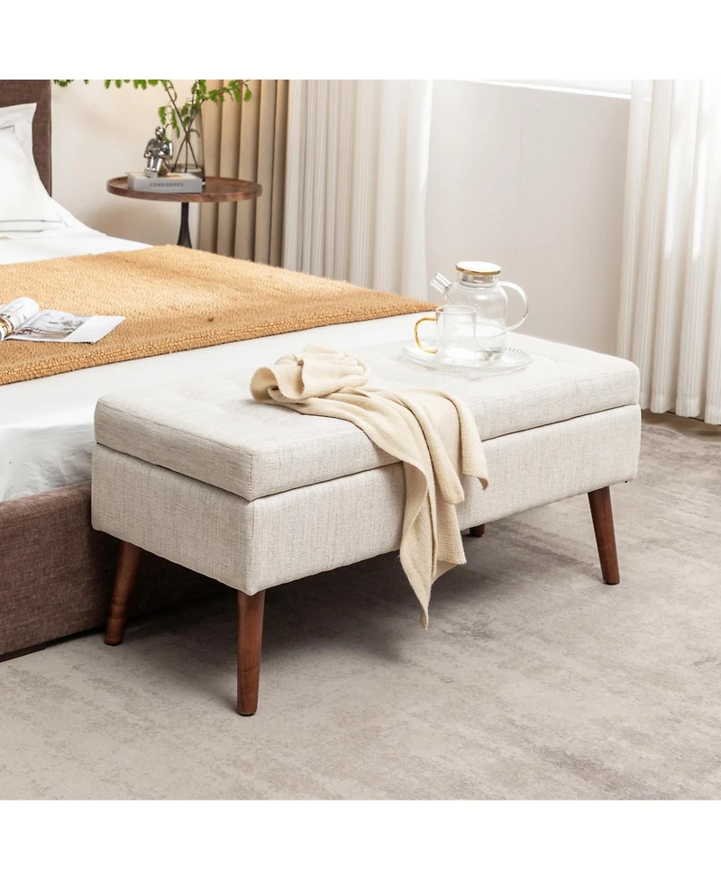 flynama Tufted Storage Ottoman Bench with Safety Hinge