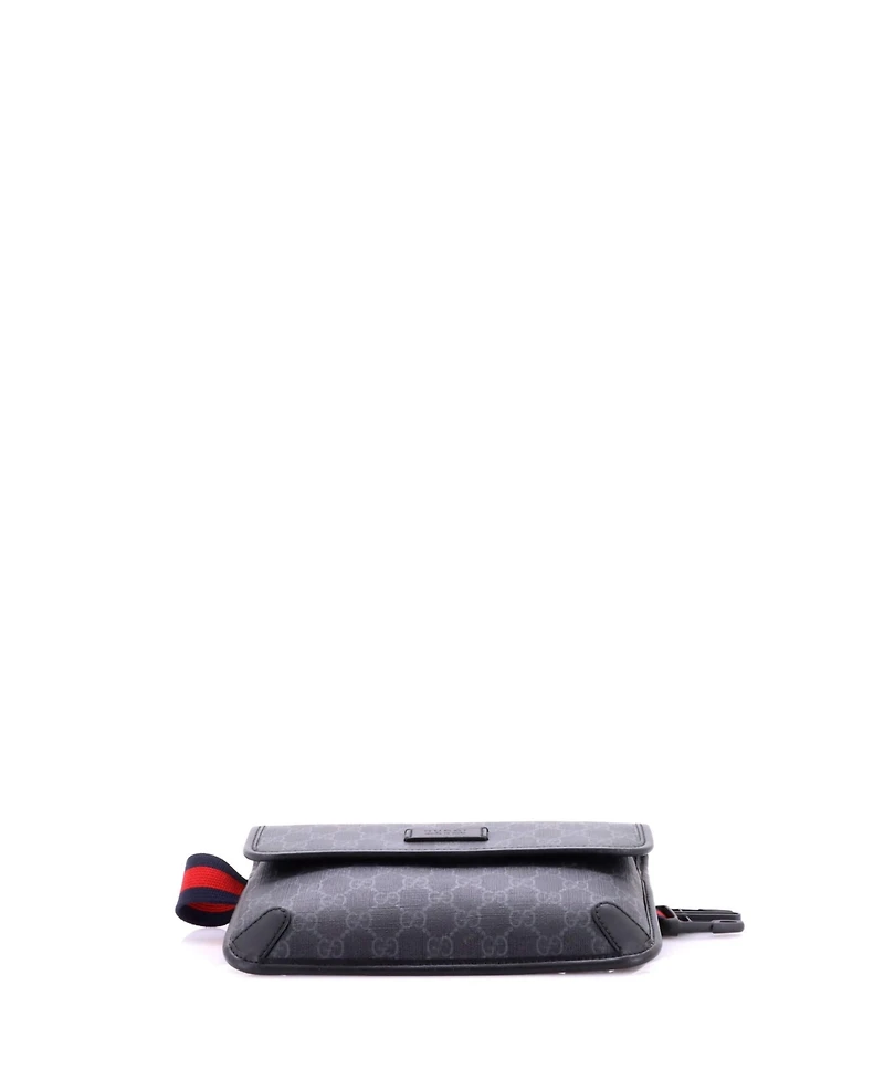 Pre-Owned Gucci Web Flap Belt Bag Gg Coated Canvas