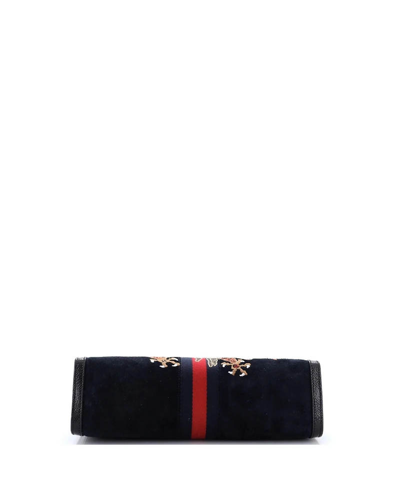 Pre-Owned Gucci Medium Ophidia Chain Shoulder Bag Embroidered Suede