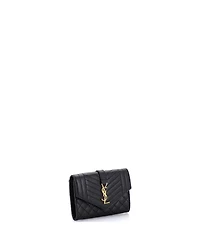 Pre-Owned Saint Laurent Small Classic Monogram Flap Wallet Mixed Matelasse Leather