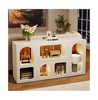 Slickblue Sofa Console Table with Storage Shelves, Wooden Entryway Organizer Table