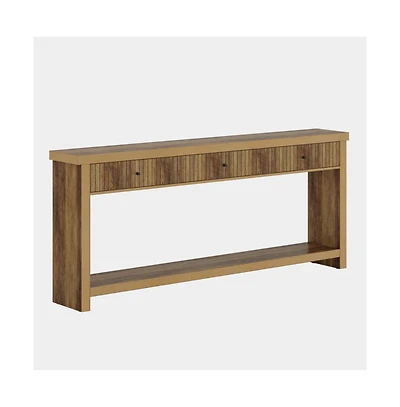 Slickblue Long Entryway Console Table with 3 Drawers, Wooden Sofa for Living Room Decor