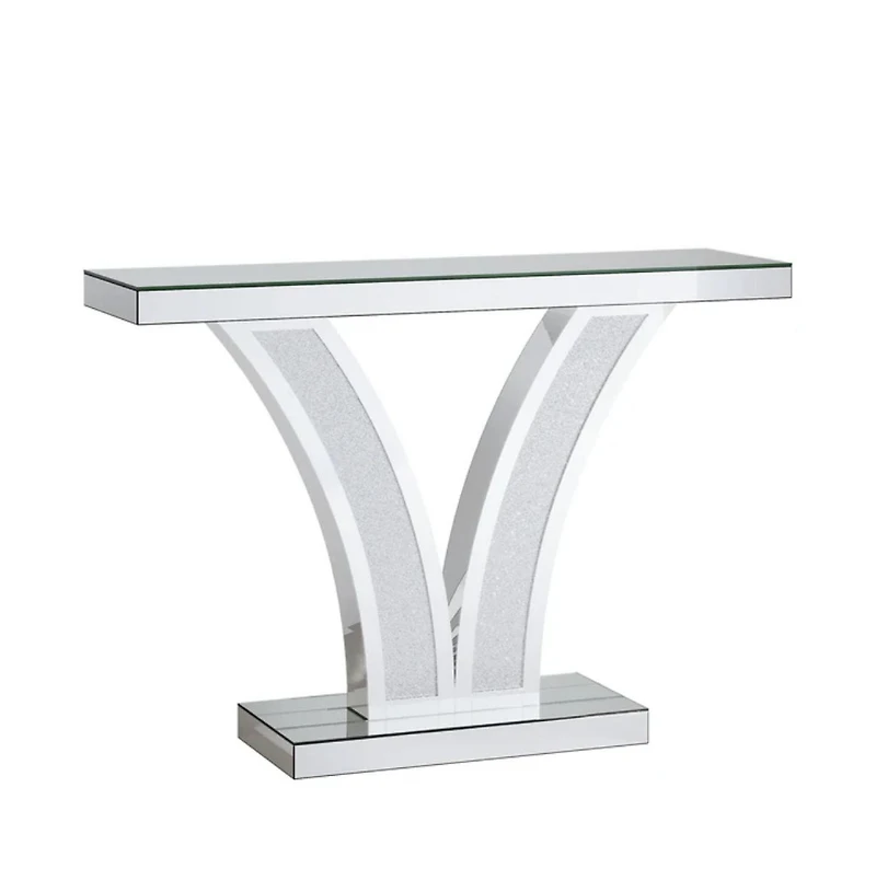 Slickblue Modern Mirrored Entryway Table Console for Hallway, Living Room and Home Styling-Silver