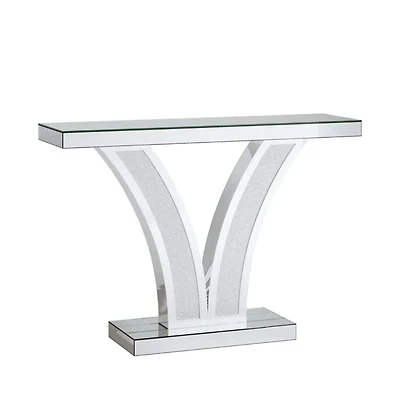 Slickblue Modern Mirrored Entryway Table Console for Hallway, Living Room and Home Styling-Silver