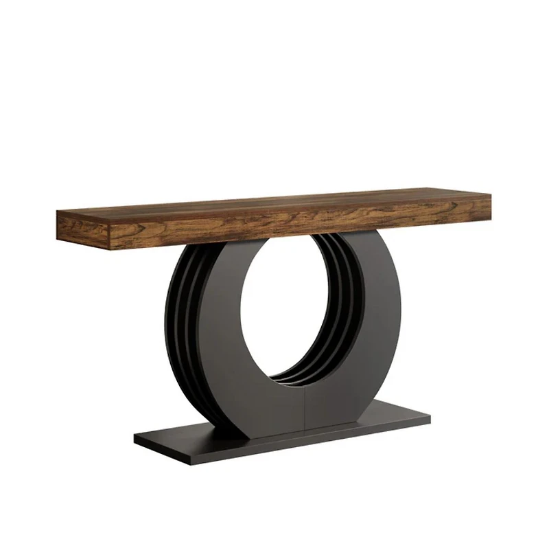 Slickblue Rustic Console Table with Round Base for Hallway, Entryway and Sofa Side Use