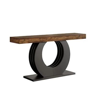 Slickblue Rustic Console Table with Round Base for Hallway, Entryway and Sofa Side Use
