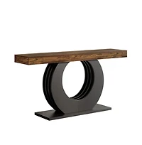 Slickblue Rustic Console Table with Round Base for Hallway, Entryway and Sofa Side Use