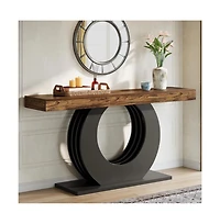 Slickblue Rustic Console Table with Round Base for Hallway, Entryway and Sofa Side Use