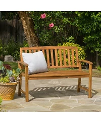 flynama Farmhouse Acacia Wood Outdoor Bench