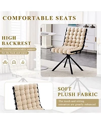 Rainsken Modern Dining Chairs Set of 2, Velvet Chairs, with Metal Legs, 360degree(s) Swivel, Round Ball Chain Backrest