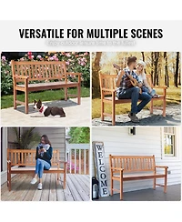 flynama 50" Outdoor Wood Garden Bench with Backrest, 800 lbs Capacity