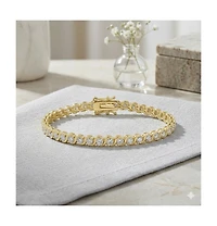 Simona Radiant Round Cz Polished Wave Design Tennis Bracelet