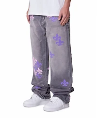 mnml Men's Ultra Baggy Fleur Embroidered Carpenter Pants