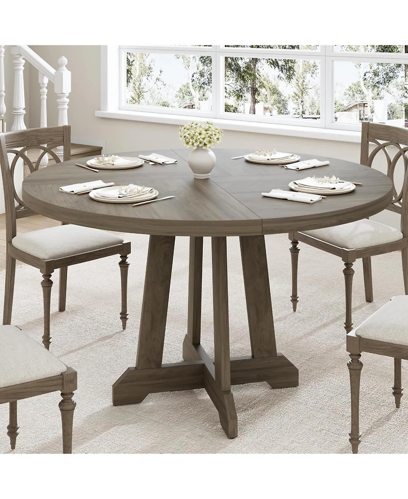 gaomon Kitchen Table Dining Table for 4 to 6 People Round Dining Table Wooden Kitchen Table for Dining Room, Home Office