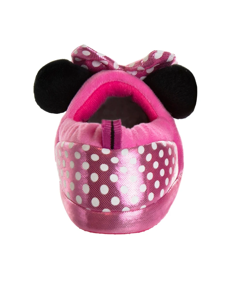 Disney Toddler Minnie Mouse Dual Slippers Cozy Warm Soft Plush Indoor Wear Fun Character Design (Toddler 5-10/ 11-12)