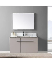 Sillysis Sintered Stone Vanity Top with Backsplash, Rectangular Undermount Sink, Pre-Drilled Faucet Hole