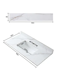 Sillysis 31/37/43 Inch Sintered Stone Vanity Top with Ceramic Rectangular Sink, 4 Inch Backsplash, 3 Faucet Holes