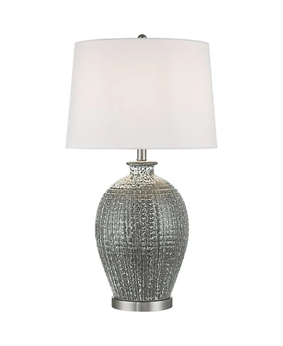 360 Lighting Dylan 28 1/4" Tall Modern End 3-Way Table Lamp Textured Glaze Finish Ceramic Single White Shade Living Room Bedroom