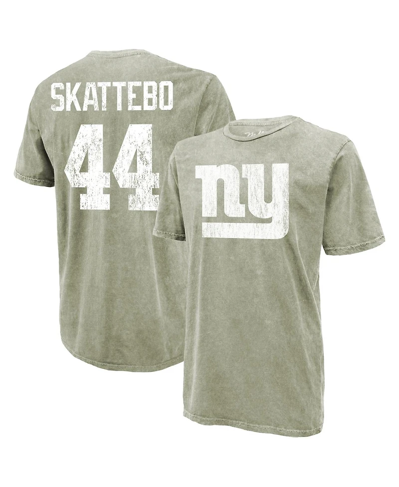 Majestic Threads Men's Cam Skattebo Moss Green New York Giants Mineral Wash Name Number T-Shirt