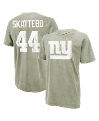 Majestic Threads Men's Cam Skattebo Moss Green New York Giants Mineral Wash Name Number T-Shirt