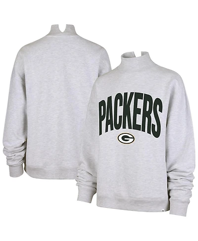'47 Brand Women's Gray Green Bay Packers Subtle Muse Mock Neck Sweatshirt