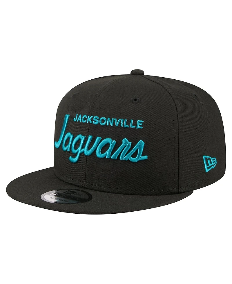 New Era Men's Black Jacksonville Jaguars Core Team Script 9FIFTY Snapback Hat