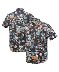 Reyn Spooner Men's Black New York Yankees Dia De Los Muertos Tri-Blend Button-Down Shirt