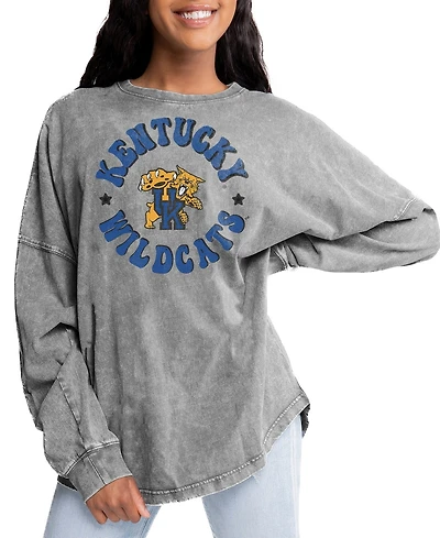 Gameday Couture Women's Gray Kentucky Wildcats Playing Around Faded Wash Oversized Long Sleeve T-Shirt