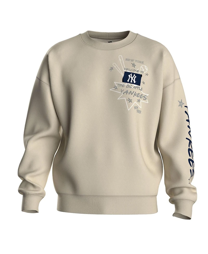 Fanatics Women's Beige New York Yankees Graffiti Fleece Sweatshirt