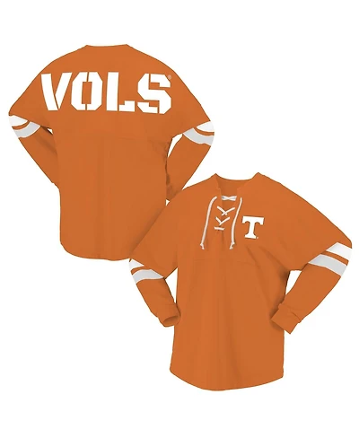 Spirit Jersey Men's and Women's Tennessee Orange Volunteers Lace-Up V-Neck Long Sleeve T-Shirt
