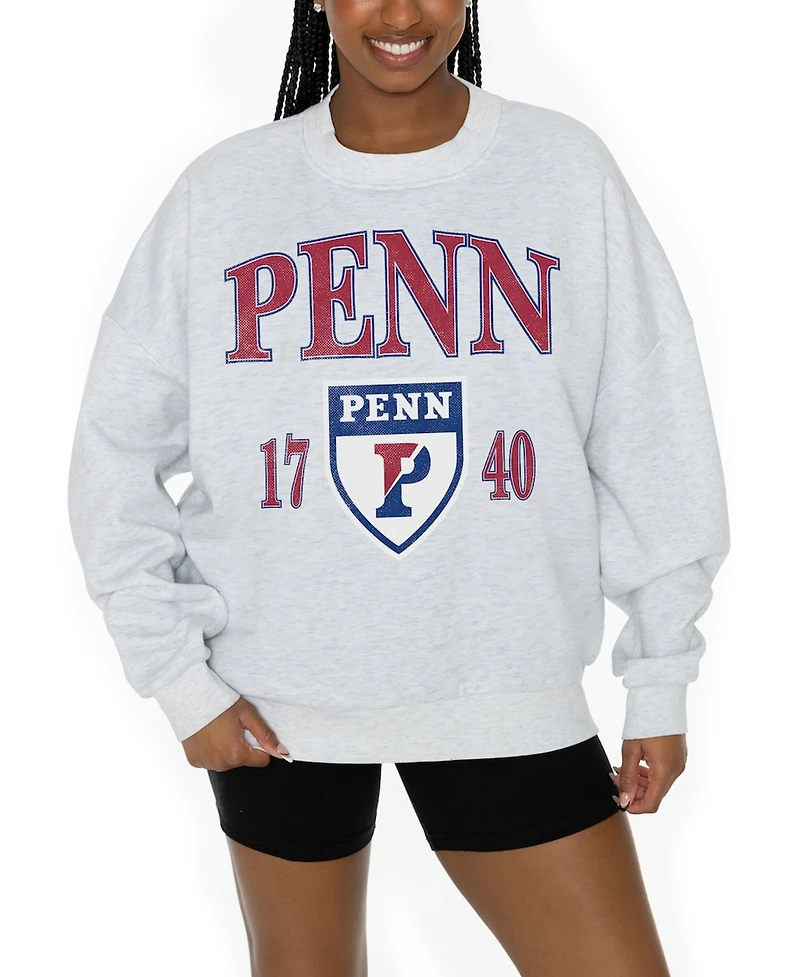 Gameday Couture Women's Ash Pennsylvania Quakers Premium Fleece Pullover Sweatshirt