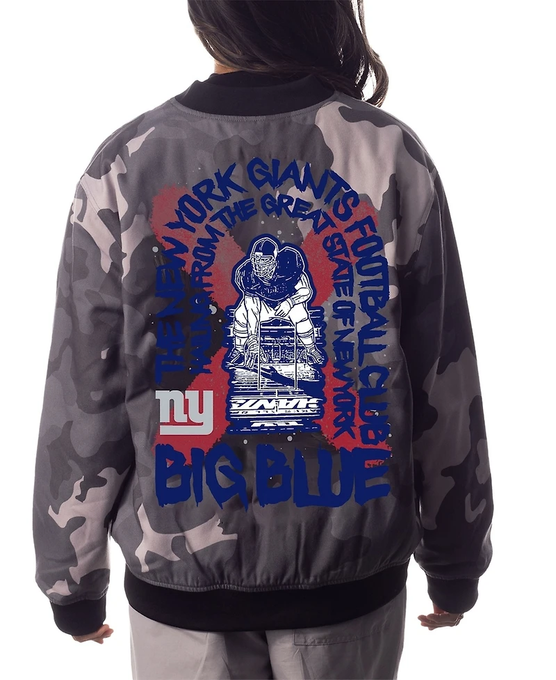 The Wild Collective Men's and Women's Gray New York Giants Camo Bomber Jacket
