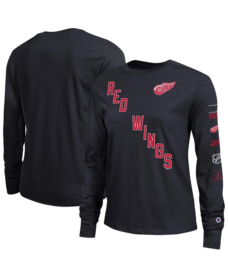 Champion Women's Black Detroit Red Wings 2-Hit Long Sleeve T-Shirt