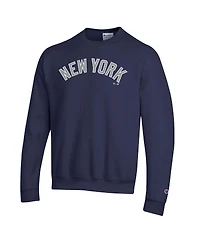 Champion Men's Navy New York Yankees Powerblend Wordmark Sweatshirt