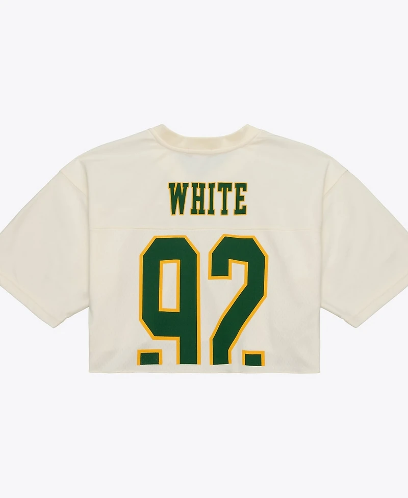 Mitchell & Ness Women's Reggie White Cream Green Bay Packers Retired Player Cropped Fashion Jersey
