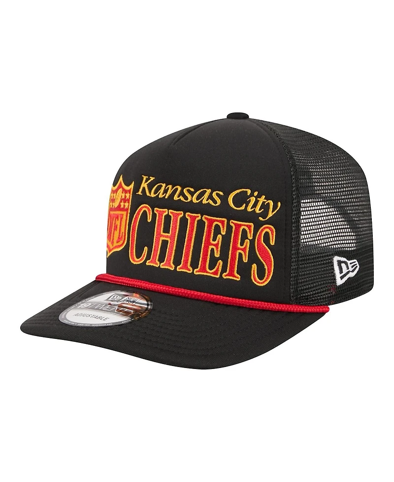 New Era Men's Black Kansas City Chiefs Throwback Foam 19TWENTY Adjustable Hat