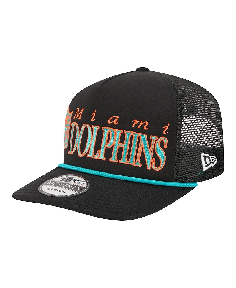 New Era Men's Black Miami Dolphins Throwback Foam 19TWENTY Adjustable Hat