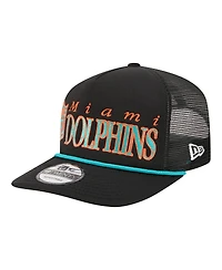 New Era Men's Black Miami Dolphins Throwback Foam 19TWENTY Adjustable Hat