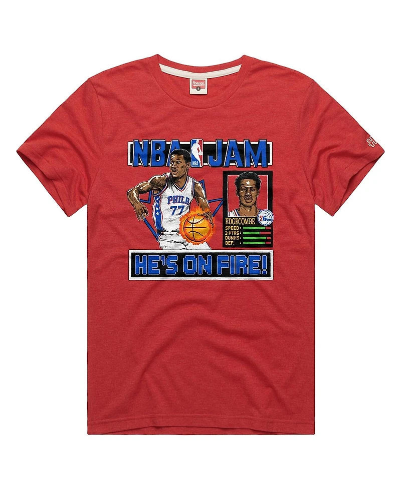 Homage Men's and Women's Vj Edgecombe Red Philadelphia 76ers Nba Jam Tri-Blend T-Shirt