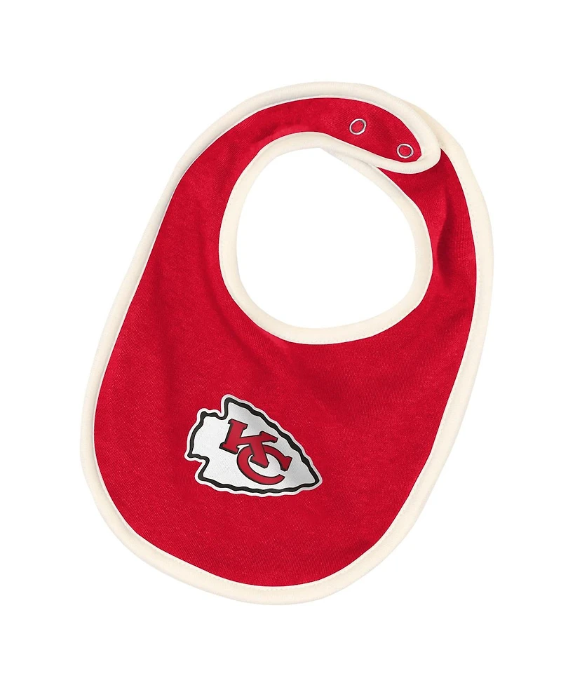 Outerstuff Boys and Girls 3 Piece Kansas City Chiefs Up One Bodysuit Bib Booties Set